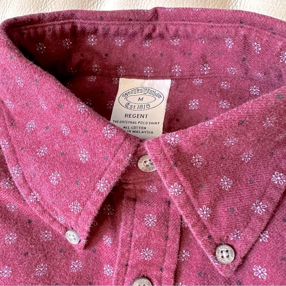 Brooks Brothers Men's Red Button-Down Casual Shirt